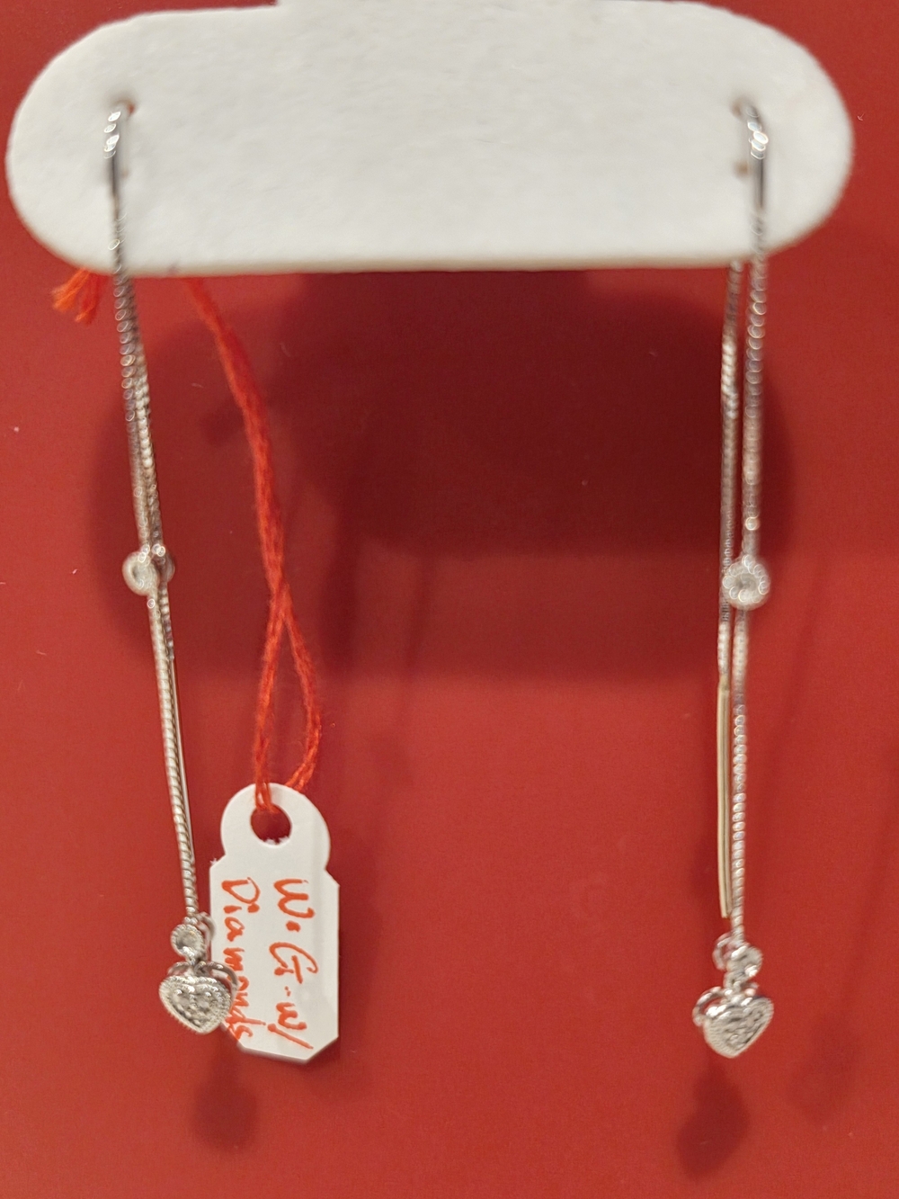 🍀✨️14K White Gold Threader Heart Earrings✨️🍀 - Picture 2 of 7